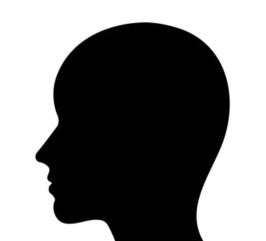 beyaz izole siyah insan kafası silueti