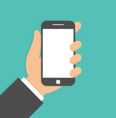 El tutma smartphone. Düz tasarım