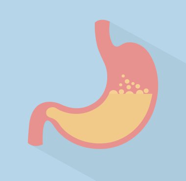 stomach icon on blue background, medical concept clipart