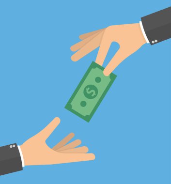 işadamı meslektaşına dolar banknot veren