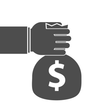 dolar işareti izole ob beyaz ile para çanta tutan işadamı