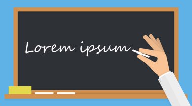 Siyah ahşap okul panosunda tebeşirle el yazısı. Düz tasarım