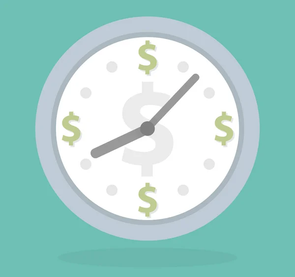 Time is money symbol concept. Wall Clock with dollar symbols. Flat design