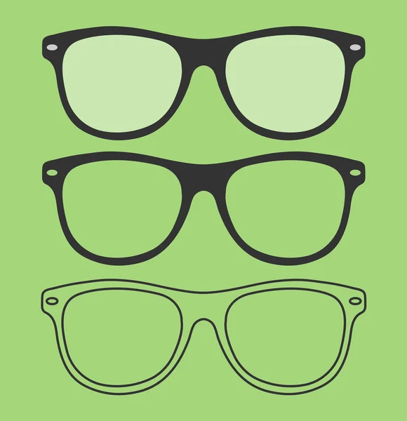 Set Glasses Icons Green Background — Stock Vector