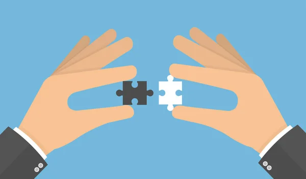 Şadamları Koyarak Puzzle Parçaları Birlikte Ekip Çalışması Kavramı — Stok Vektör