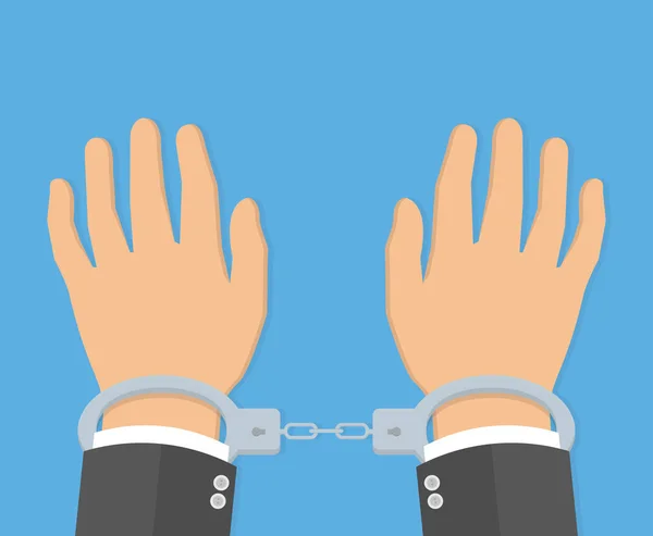 Handcuffs Hands Flat Style — Stock Vector