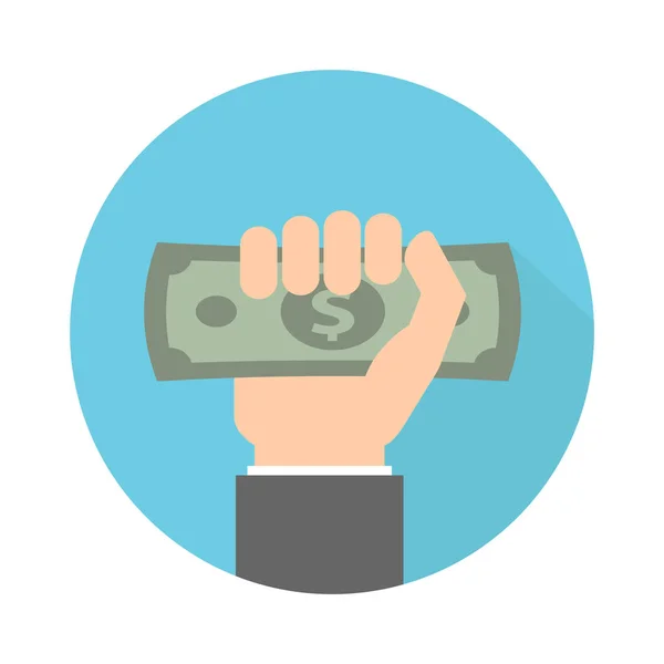 Zakenman Holding Dollar Bankbiljet Hand — Stockvector