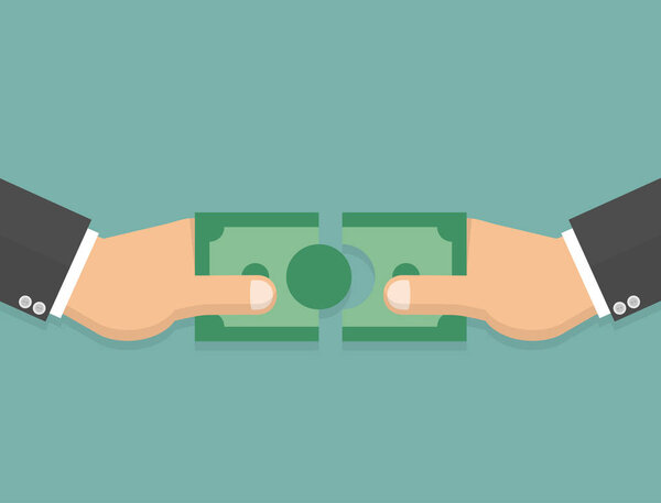 бизнесмены разрывают долларовые купюры
