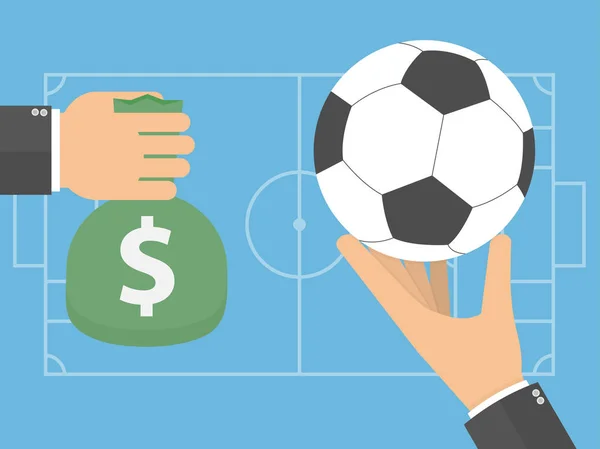 Geschäftsmann Gibt Geldbeutel Für Fußballball Fußballbetrug Und Bestechungskonzept — Stockvektor