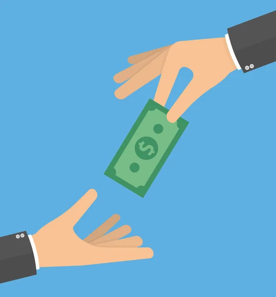 işadamı meslektaşına dolar banknot veren