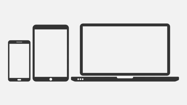 Set Laptop Tablet Und Smartphone Mit Leeren Bildschirmen Isoliert Auf — Stockvektor