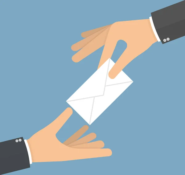 Emot Mail Concept Hand Ger Vitt Papper Kuvert Till Annan Vektorgrafik