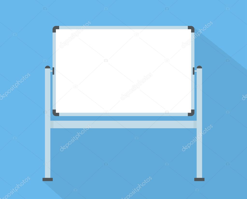 Blank whiteboard with long shadow
