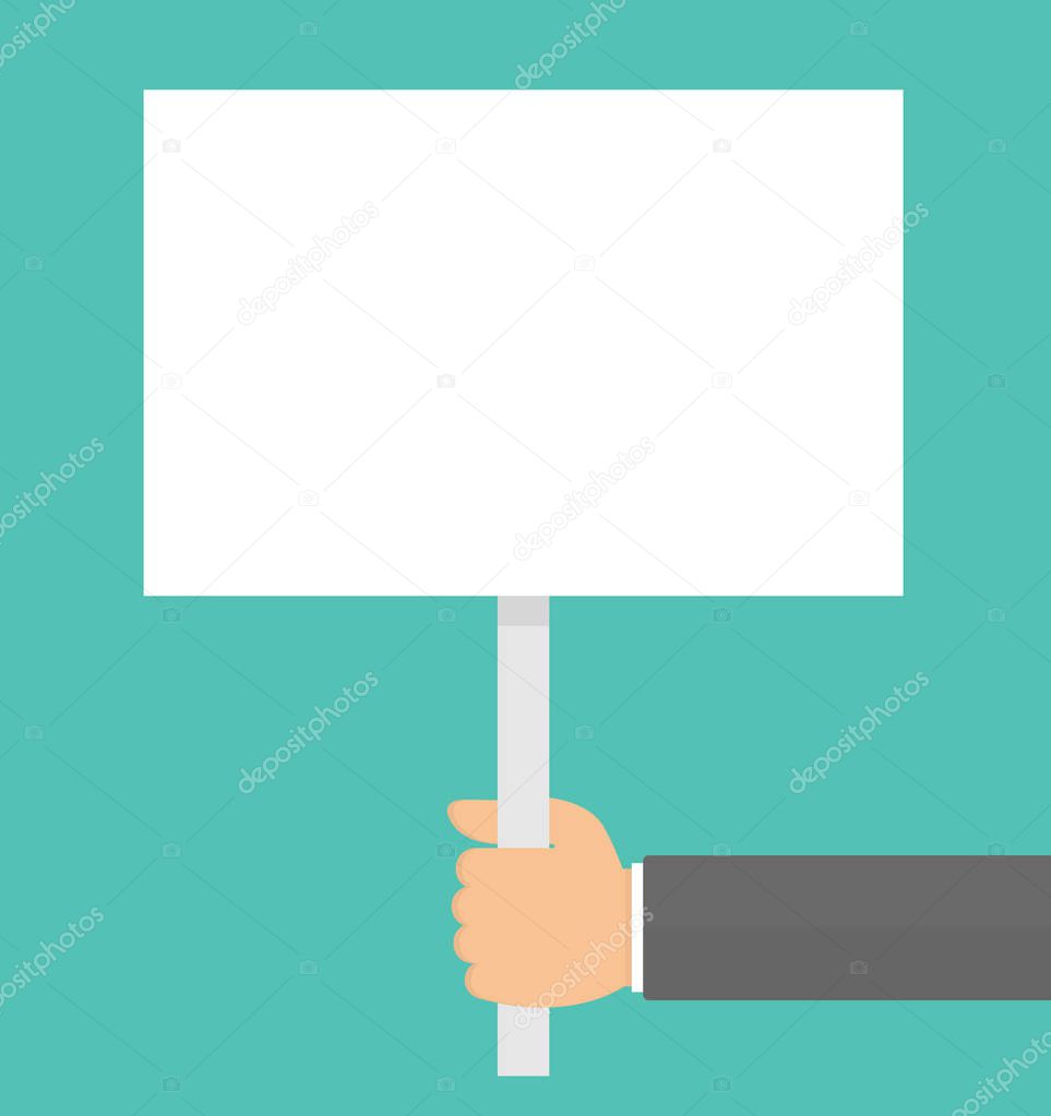 Hand holding placard or protest board