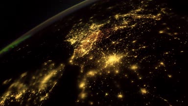 Bir uzay istasyonundan alınan, dünya yüzeyinde bir uçuş. Bu videonun elementleri Nasa tarafından döşenmiştir