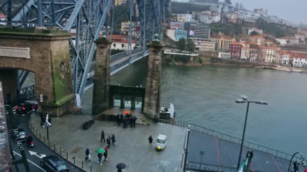 Ponti Don Luis Ponte Ferroviária Rodoviária Pedestre Sobre Rio Douro — Vídeo de Stock