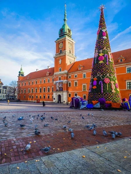 Festlig Juldekoration Nära Slottet Warszawa Poland — Stockfoto