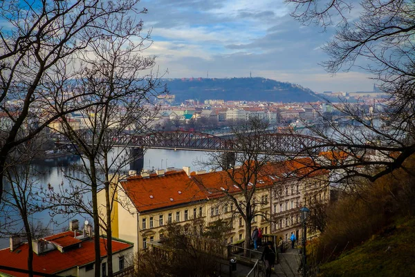 Wunderschöne Landschaft Der Stadt Prag Und Der Moldau Tschechische Republik — Stockfoto