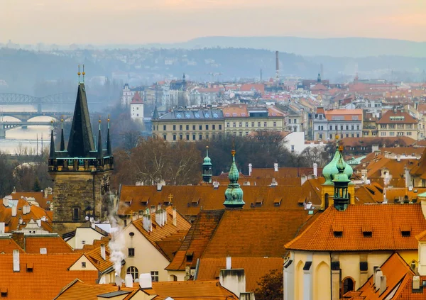 Schöne Landschaft Der Stadt Prag Tschechische Republik Altstadt Und Pulverturm — Stockfoto