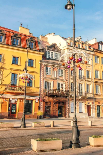 Schöne Häuser Der Königsstraße Warschau Polen — Stockfoto