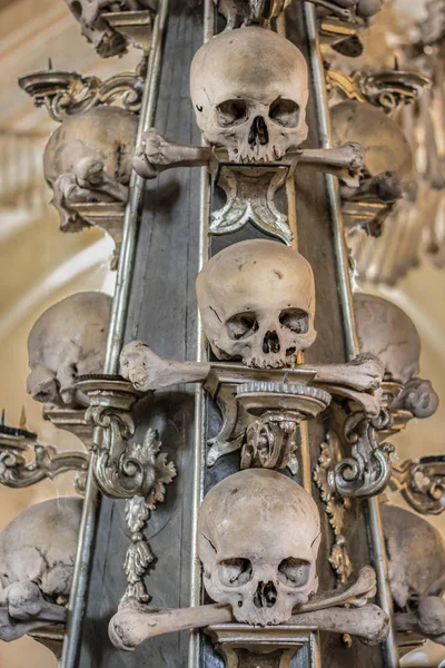 Calaveras Huesos Humanos Una Iglesia Kutna Hora Osario Sedlec Checo — Foto de Stock