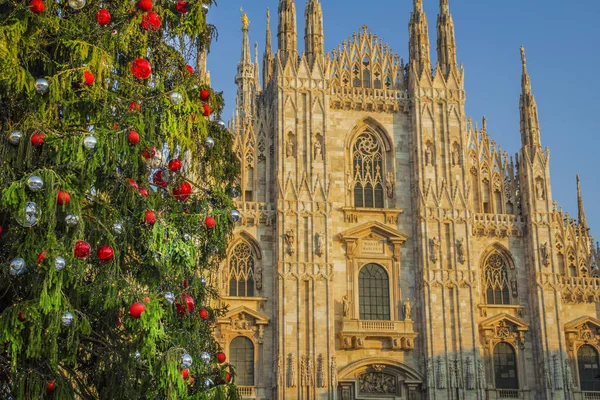 Árbol Navidad Cerca Del Duomo Milán — Foto de Stock