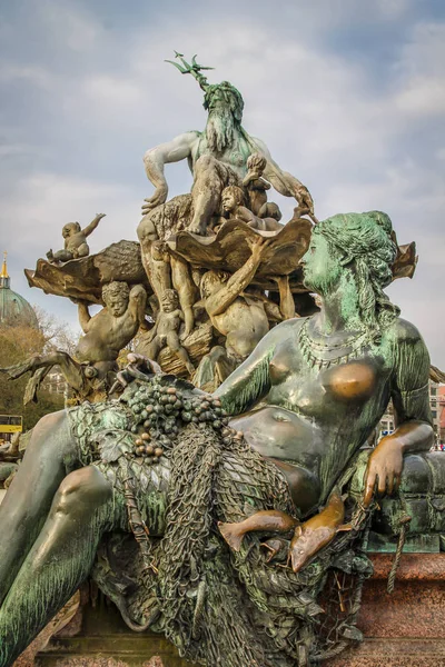 Hermosa Escultura Fuente Ciudad Neptuno Berlín — Foto de Stock