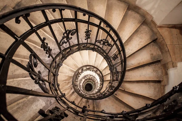 spiral staircase in an old house close up.