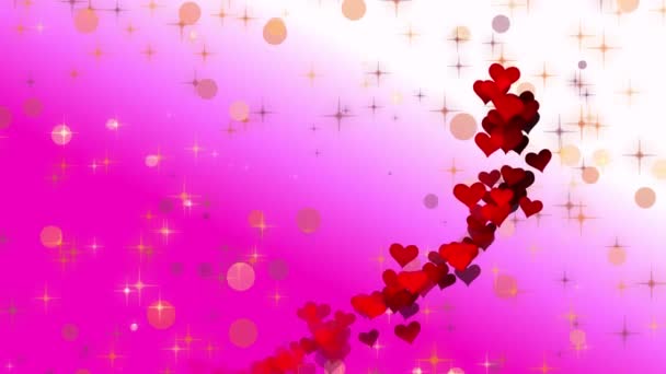 Coeur Rouge Brillant Partir Particules Sur Fond Lumineux — Video