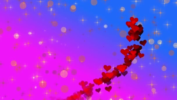 Glowing Red Heart Particles Bright Background — Stock Video