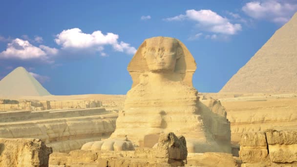 Forntida sfinx och pyramider, symbol för Egypten — Stockvideo