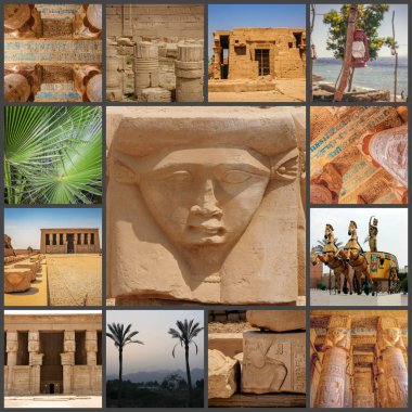 Dendera tapınak veya tapınak Hathor güzel iç.