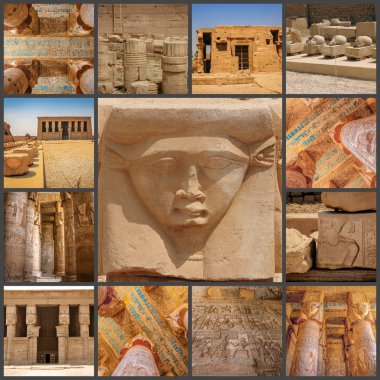 Dendera tapınak veya tapınak Hathor güzel iç.