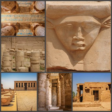 Dendera tapınak veya tapınak Hathor güzel iç.