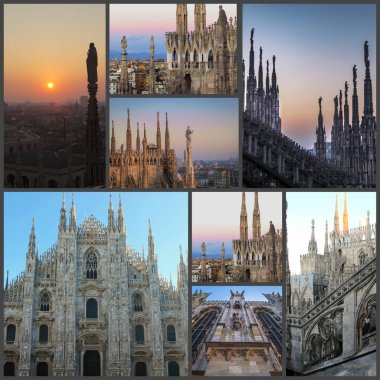 Milan manzaraları fotoğraf kolaj. İtalya.