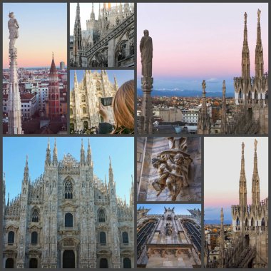 Milan manzaraları fotoğraf kolaj. İtalya.