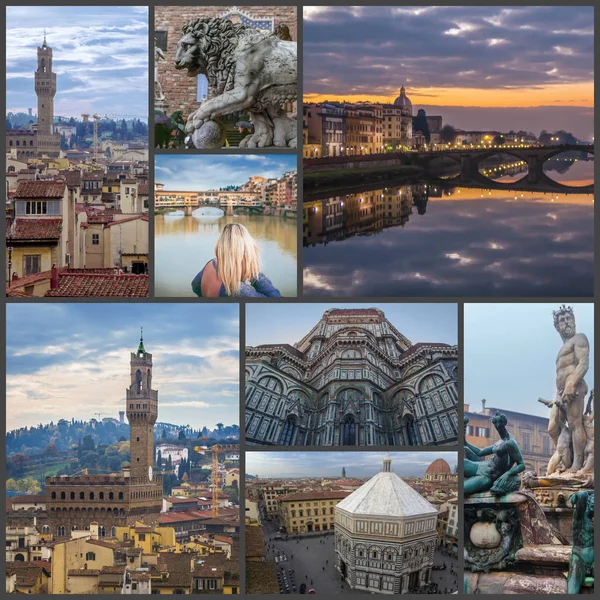 Collage Photos Sights Florence Italy — Stock Photo, Image