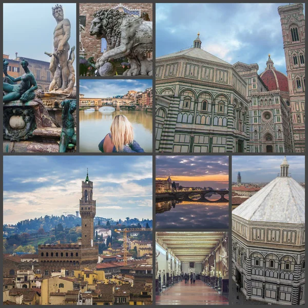 Collage Photos Sights Florence Italy — Stock Photo, Image