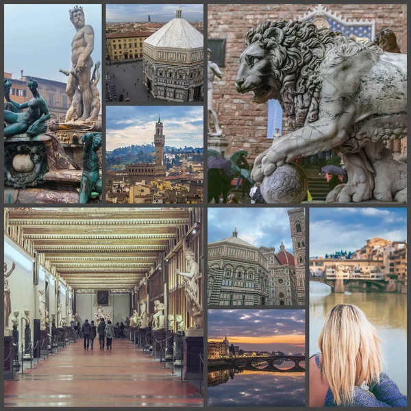 Collage Photos Sights Florence Italy — Stock Photo, Image