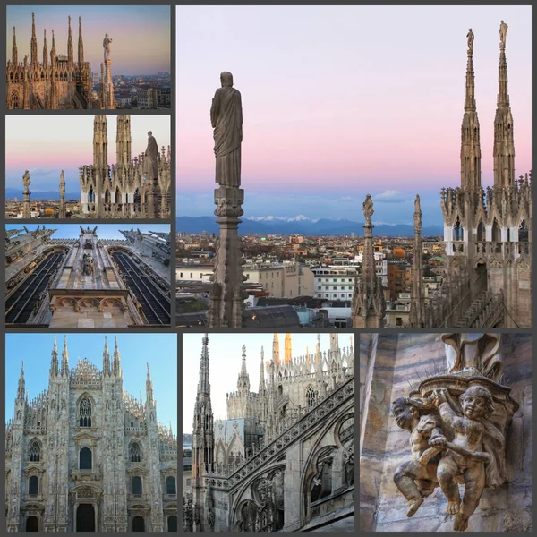 Collage Foton Sevärdheterna Milano Italien — Stockfoto