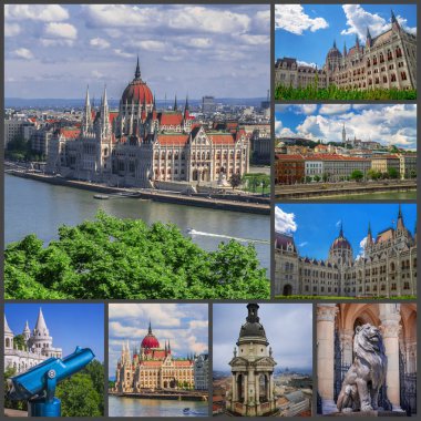 Budapeşte, Macaristan'ın mekanlara fotoğrafları kolaj bir.