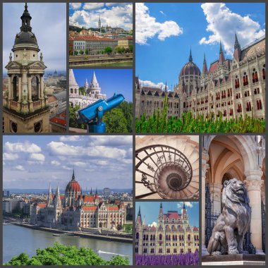 Budapeşte, Macaristan'ın mekanlara fotoğrafları kolaj bir.