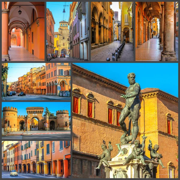 Collage Photos Sights Bologna Italy — Stock Photo, Image