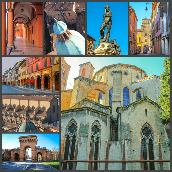 Collage Foto Delle Attrazioni Bologna Italia — Foto Stock