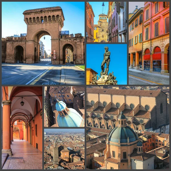 Collage Photos Sights Bologna Italy — Stock Photo, Image