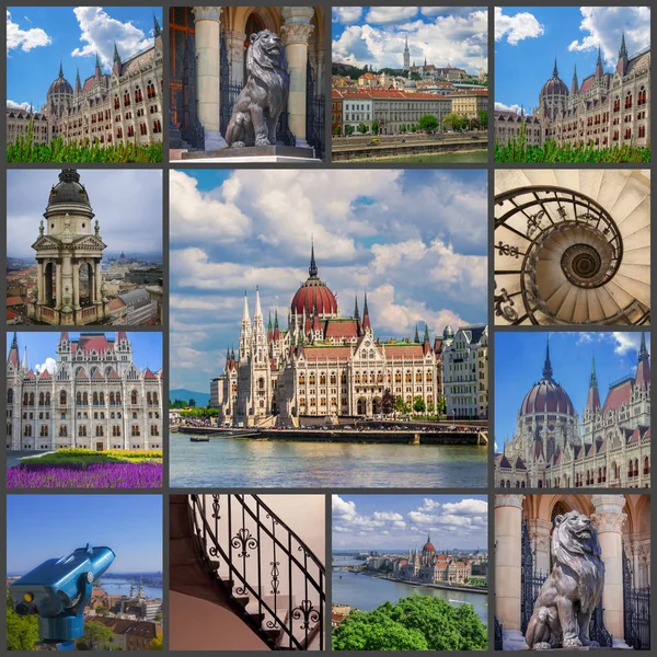 Budapeşte, Macaristan'ın mekanlara fotoğrafları kolaj bir.