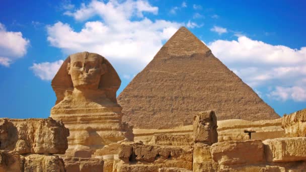 Esfinge Antiga Pirâmides Símbolo Egito — Vídeo de Stock