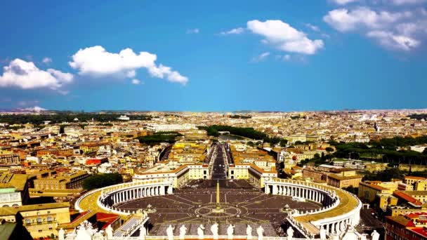 The main square of the Vatican with a obelisk, top view — Stock Video