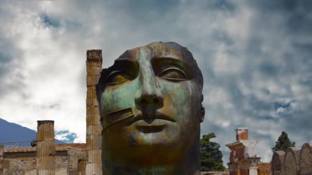 Pompeii Şehri Yok Içinde Vezüv Yanardağı Patlama — Stok video