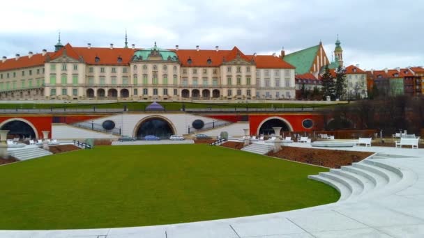 Королевский Дворец Варшаве Польша Вид Дворец Вислы — стоковое видео
